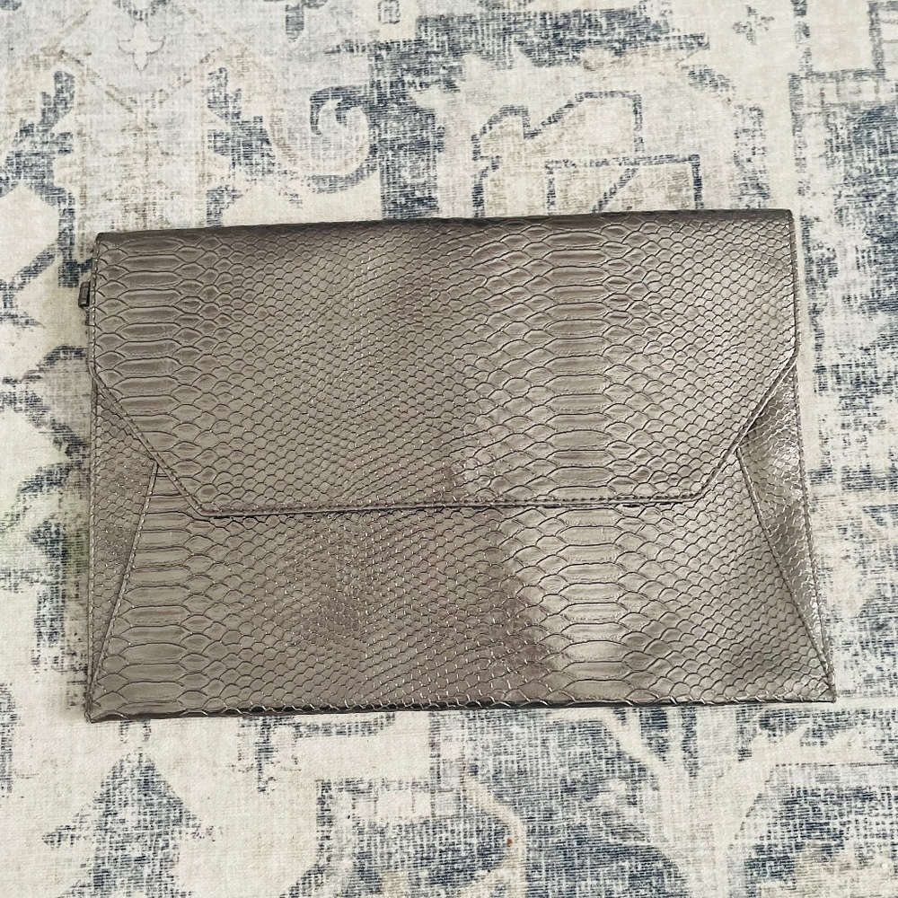 Oversized Pewter Clutch